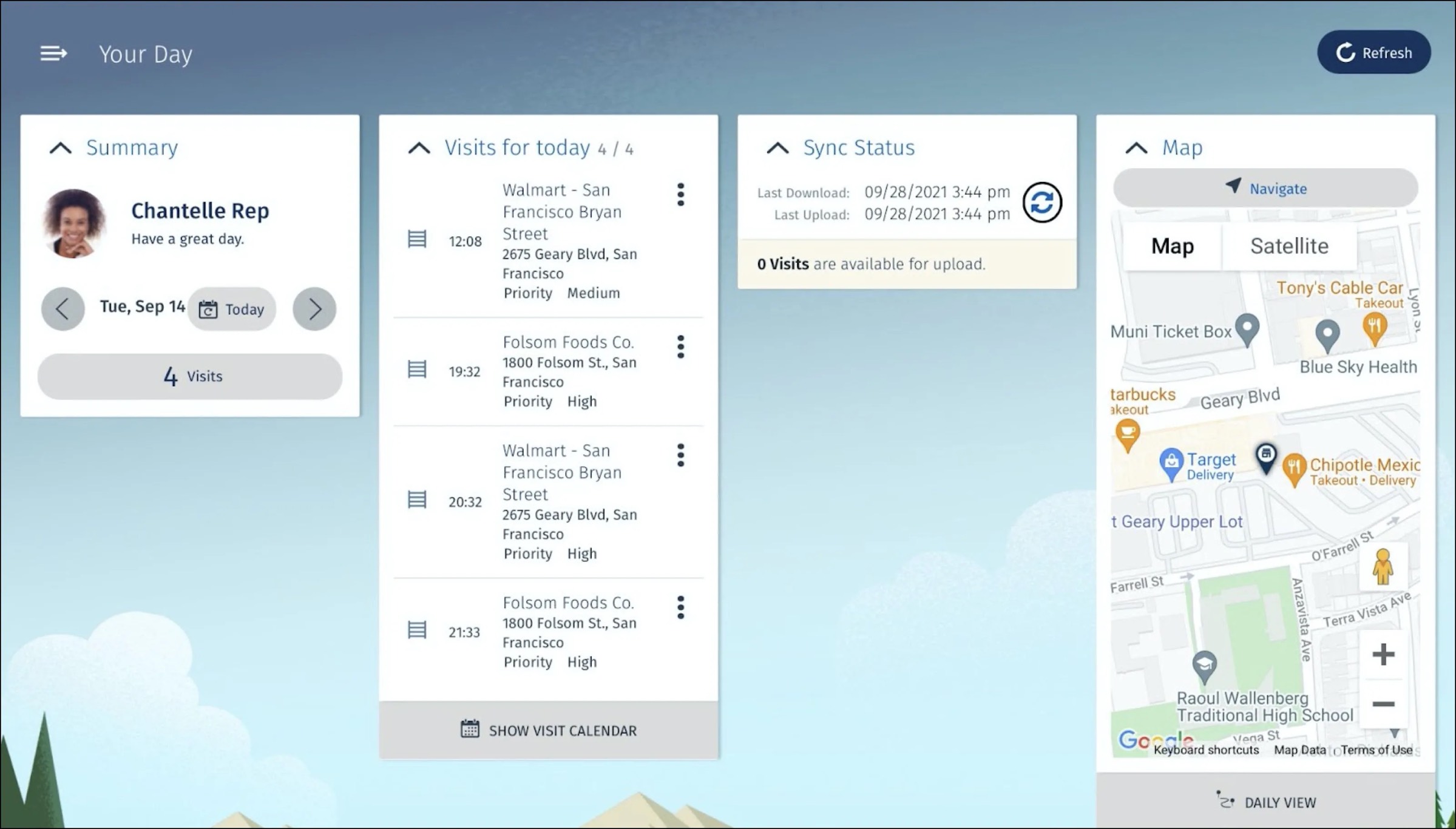 Salesforce Retail Execution Cockpit UI provides a 360 view of a store and visit-related information with live, in store reporting
